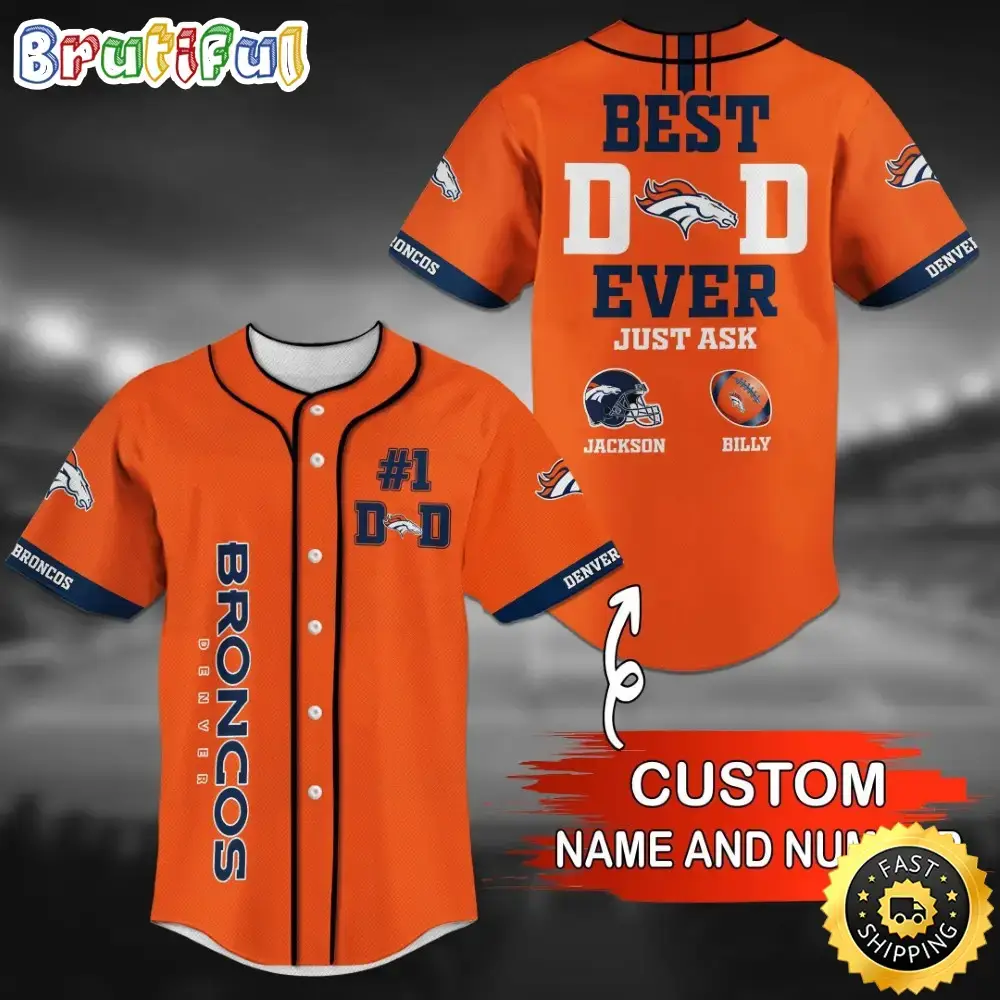 Personalized NFL Denver Broncos Baseball Jersey Athletic Team Shirts Image