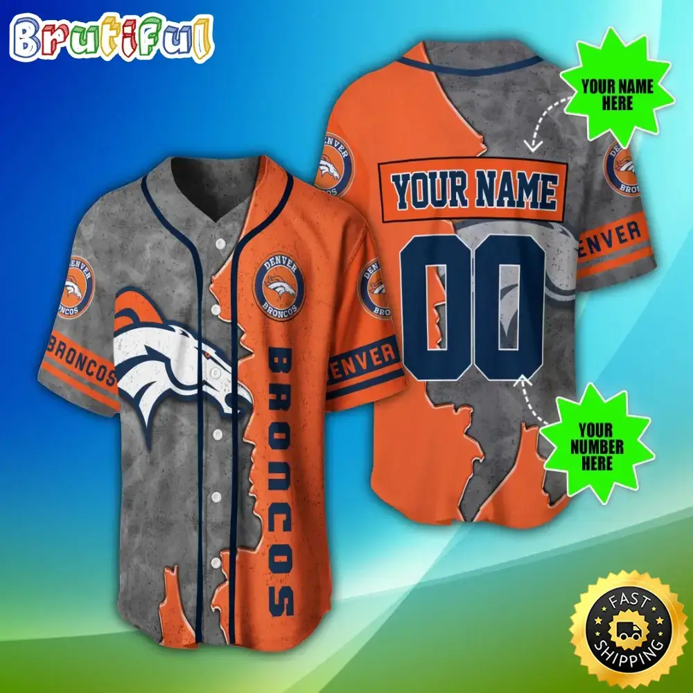 Personalized NFL Denver Broncos Baseball Jersey Authentic Baseball Attire Image
