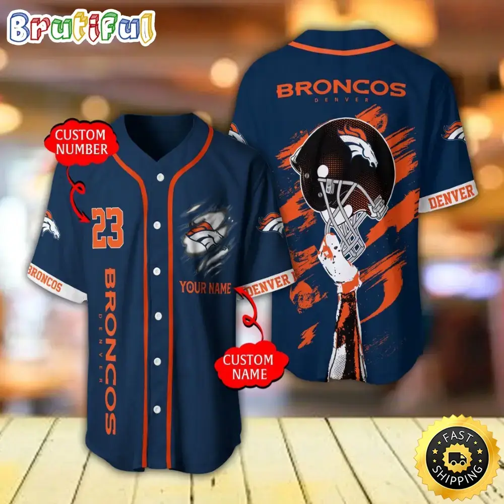 Personalized NFL Denver Broncos Baseball Jersey For Fans Image