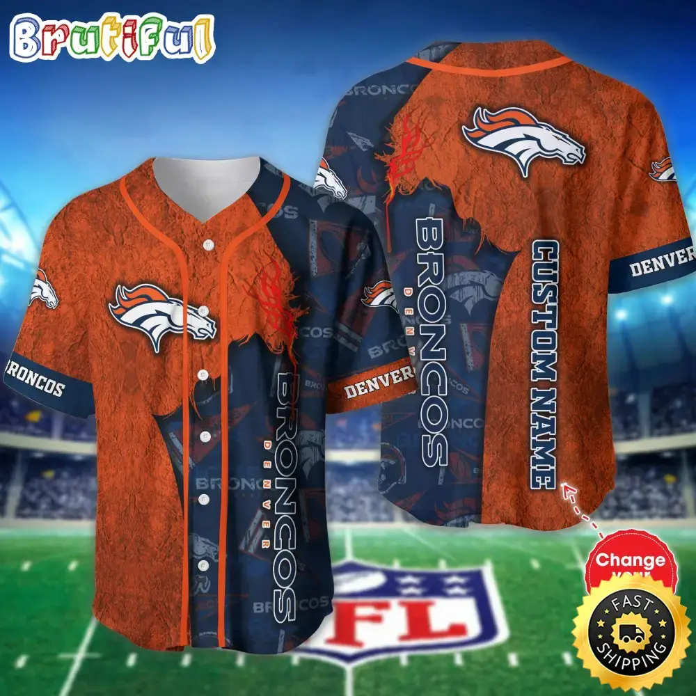 Personalized NFL Denver Broncos Baseball Jersey Sportswear Tops Image
