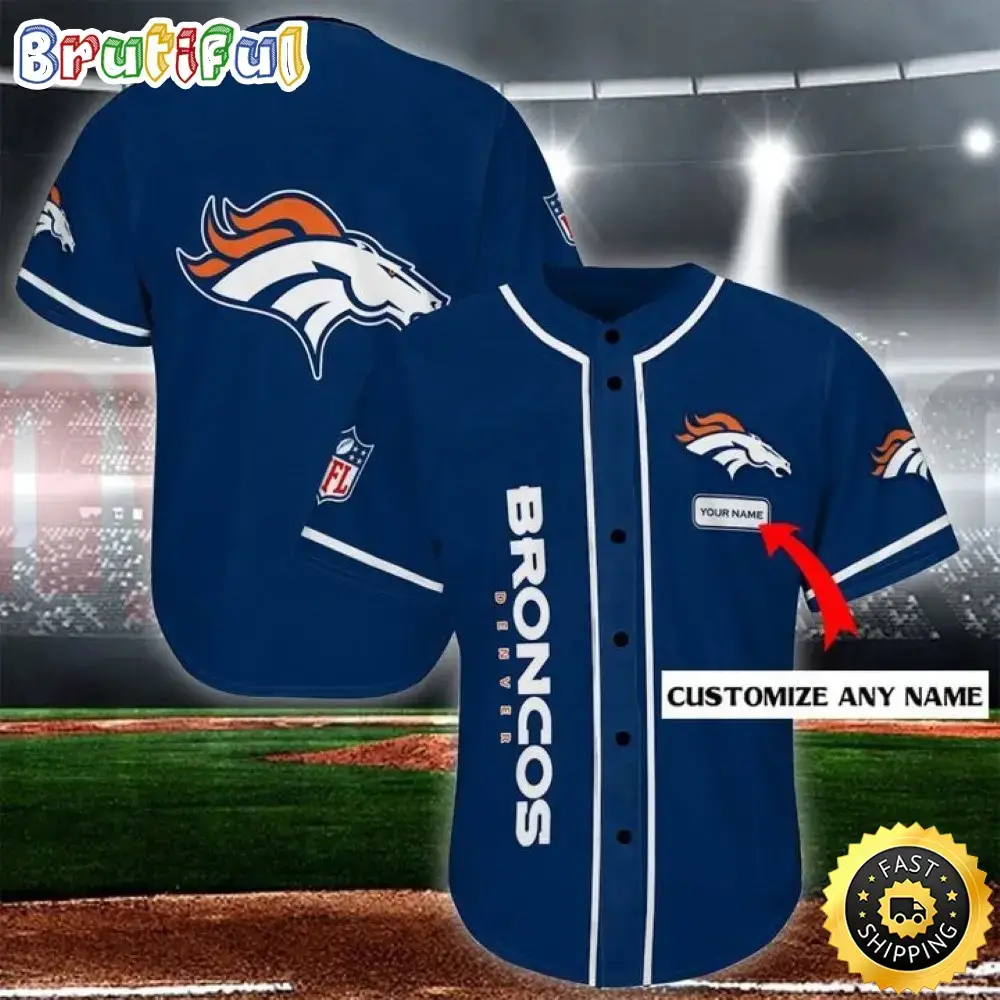 Personalized NFL Denver Broncos Baseball Jersey Sporty Team Jerseys Image