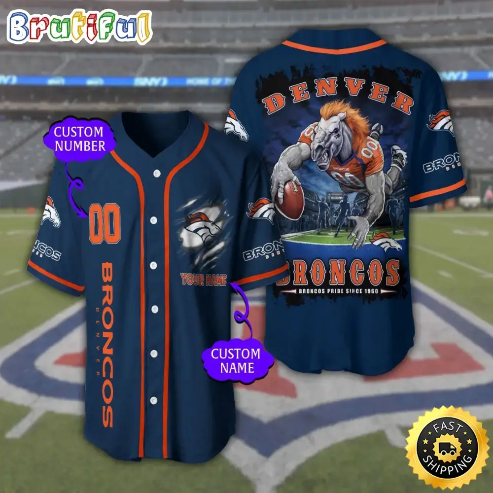Personalized NFL Denver Broncos Baseball Jersey Stylish Baseball Tops Image