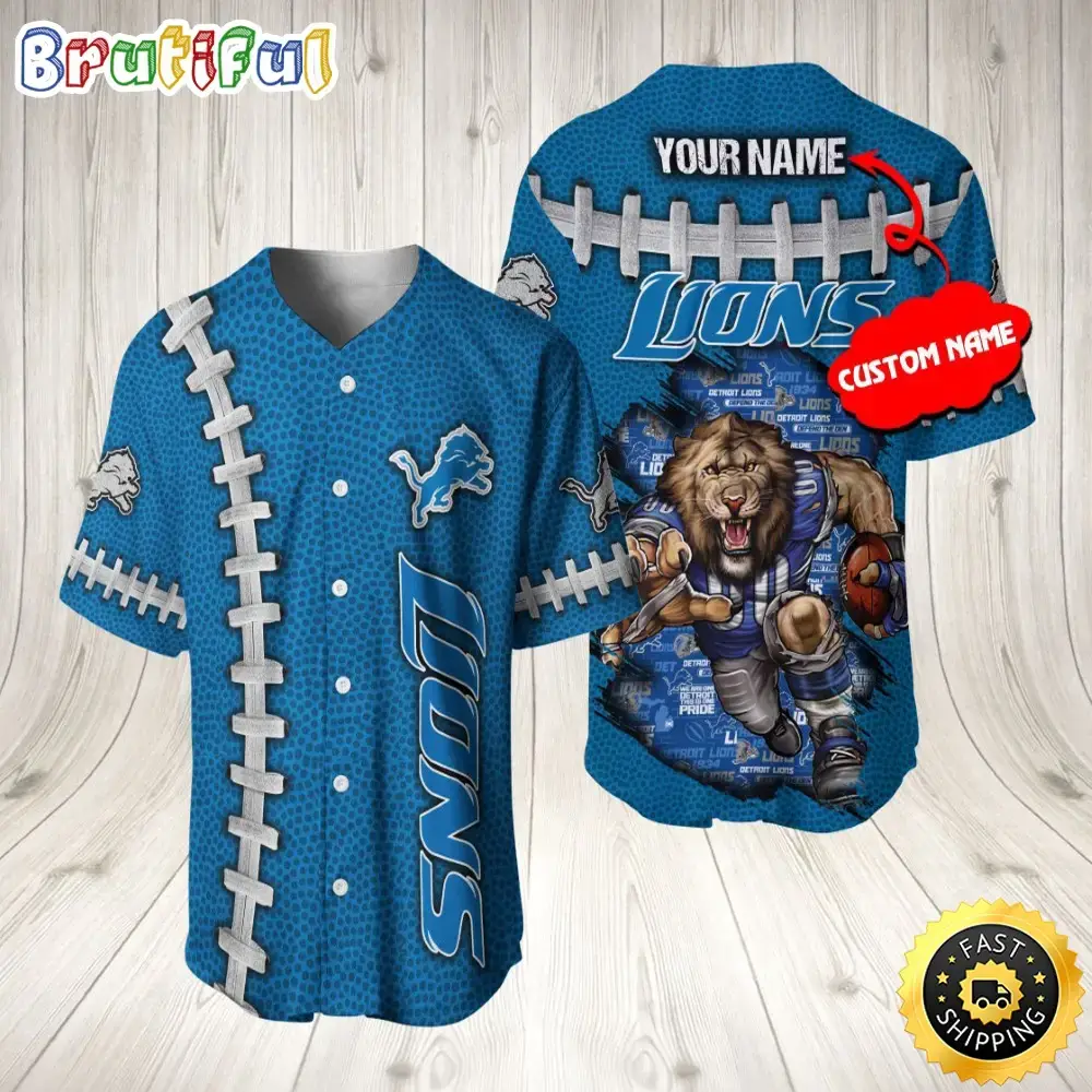 Personalized NFL Detroit Lions Baseball Jersey Athletic Team Shirts Image