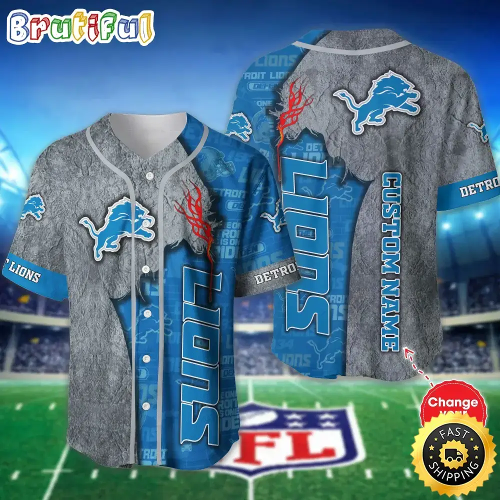 Personalized NFL Detroit Lions Baseball Jersey Authentic Baseball Attire Image