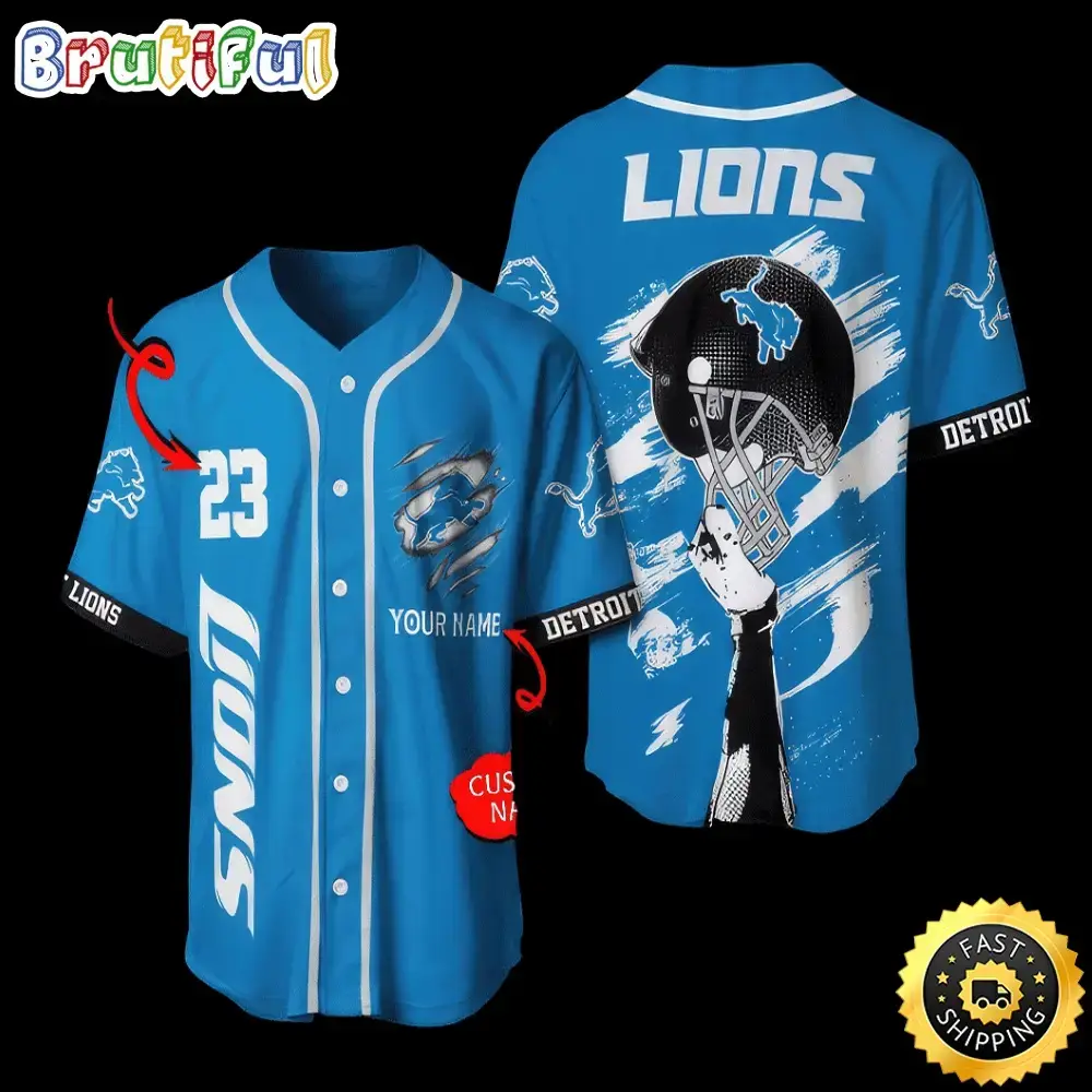 Personalized NFL Detroit Lions Baseball Jersey Classic Baseball Jerseys Image