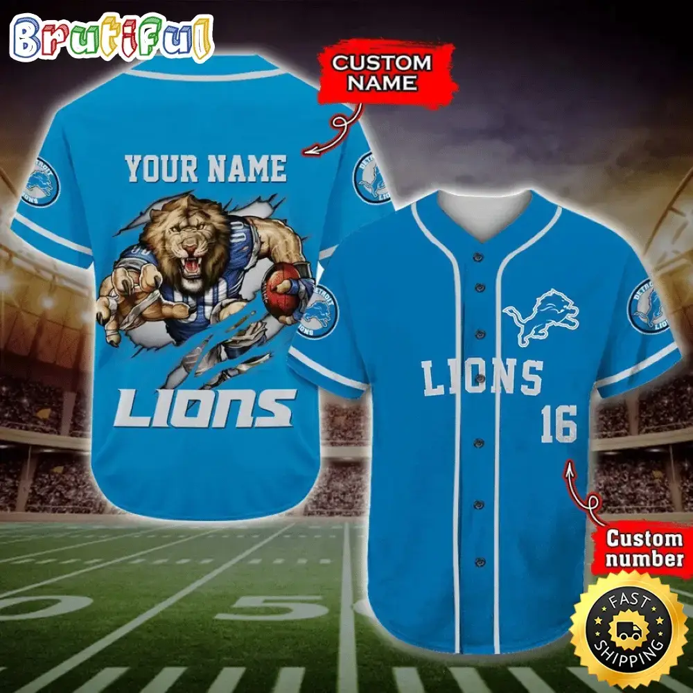 Personalized NFL Detroit Lions Baseball Jersey Dynamic Team Shirts Image