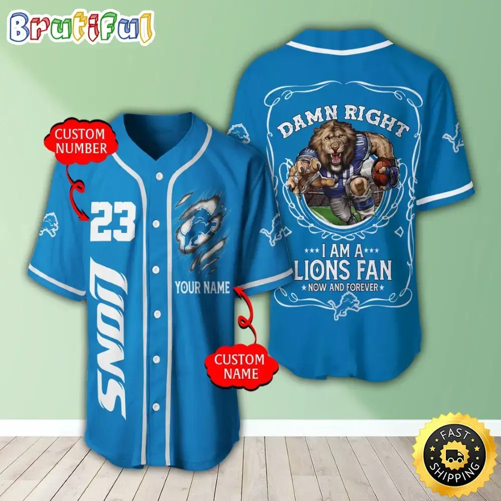 Personalized NFL Detroit Lions Baseball Jersey Fan Favorite Jerseys Image