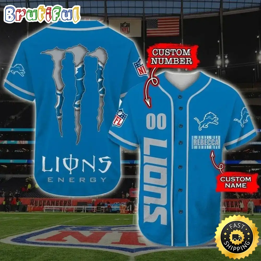 Personalized NFL Detroit Lions Baseball Jersey Sportswear Tops Image