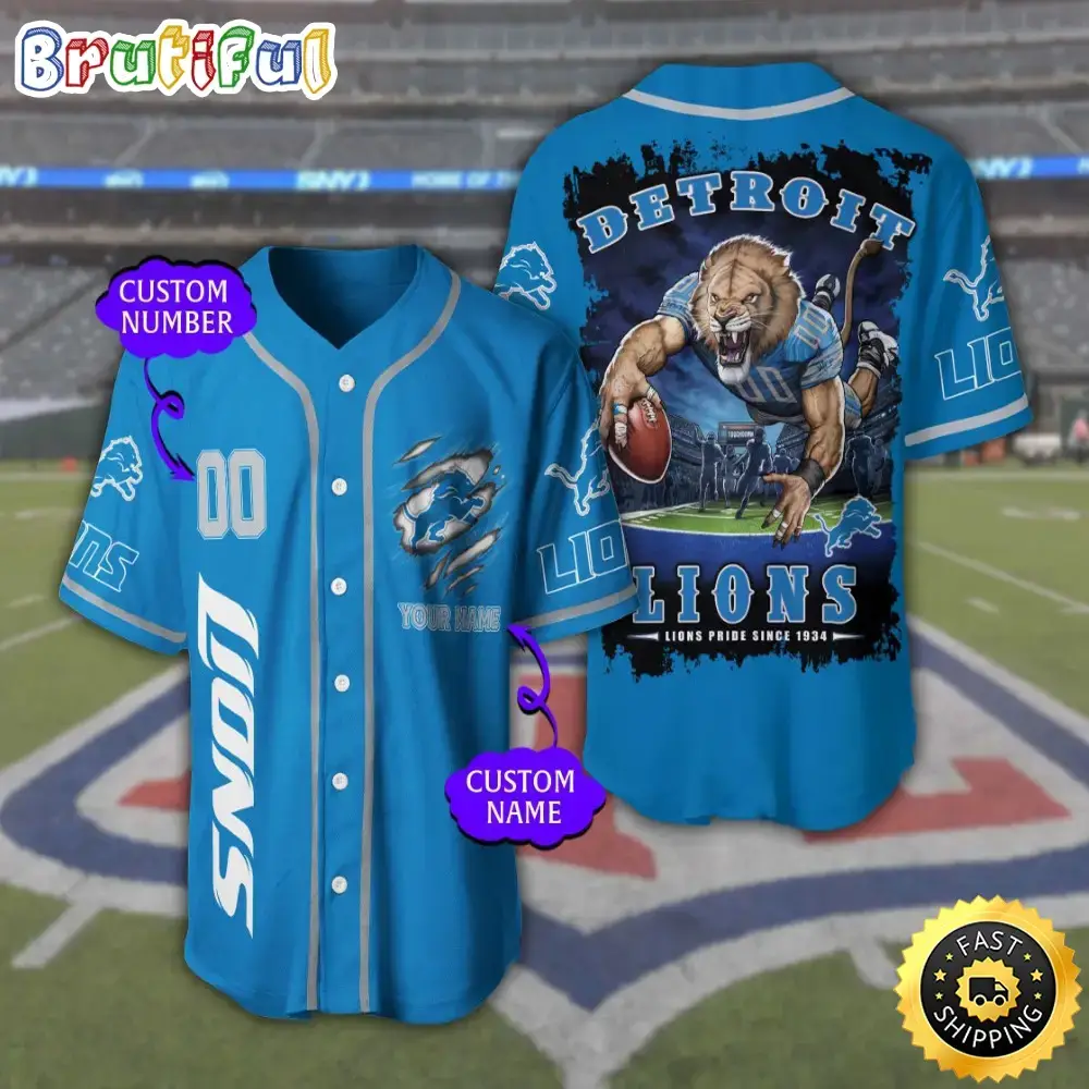Personalized NFL Detroit Lions Baseball Jersey Tradition in Jerseys Image