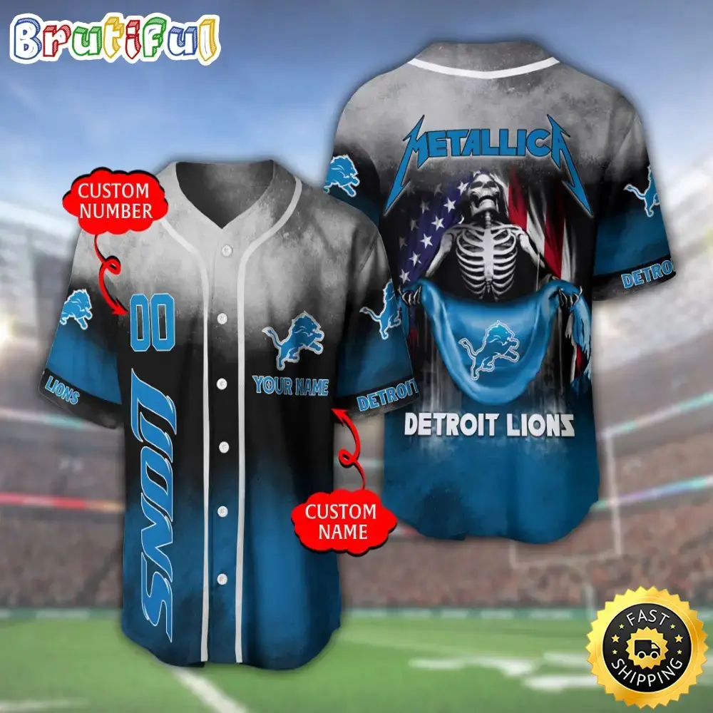 Personalized NFL Detroit Lions Baseball Jersey Vintage Baseball Gear Image