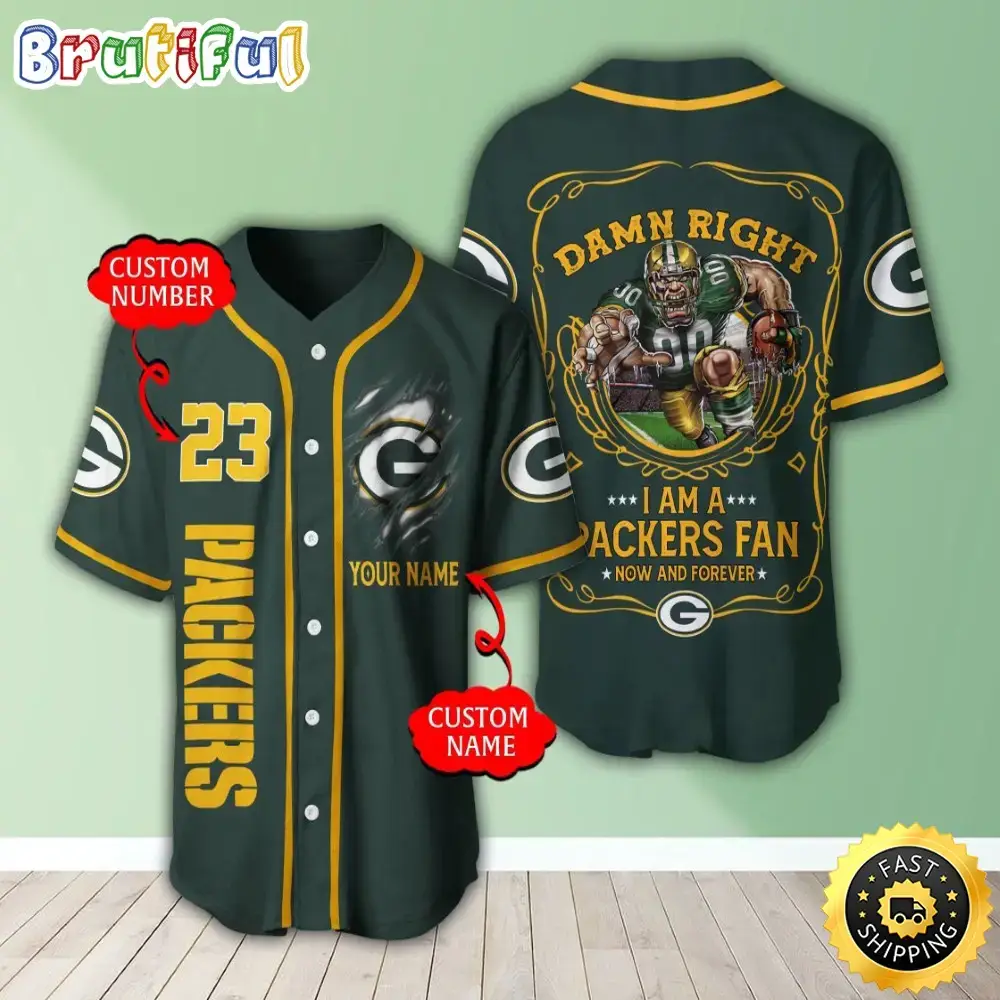 Personalized NFL Green Bay Packers Baseball Jersey Authentic Baseball Attire Image