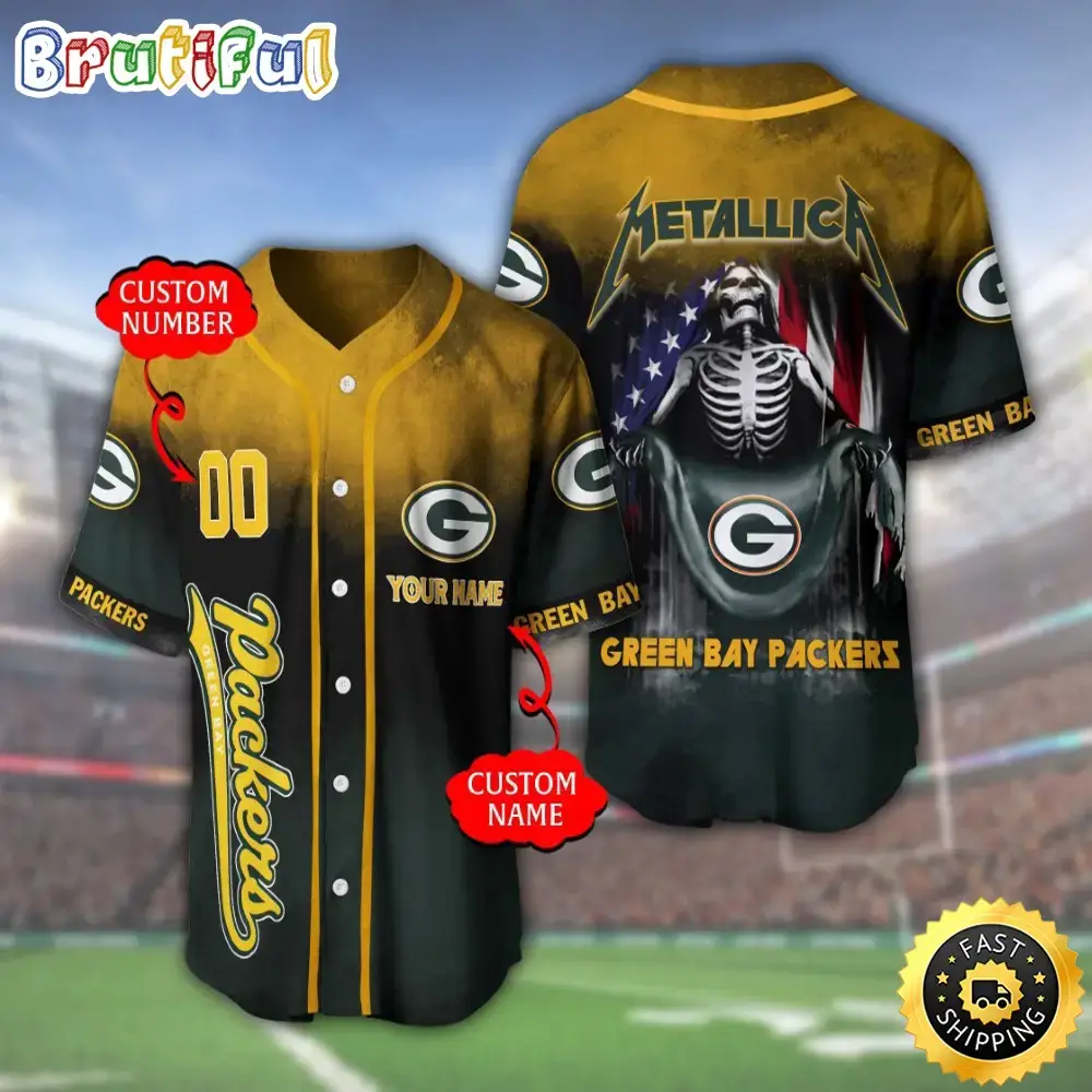 Personalized NFL Green Bay Packers Baseball Jersey Team Spirit Tops Image