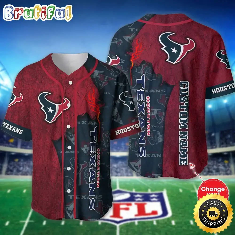 Personalized NFL Houston Texans Baseball Jersey Authentic Baseball Attire Image