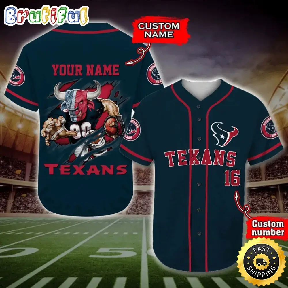 Personalized NFL Houston Texans Baseball Jersey Casual Baseball Gear Image