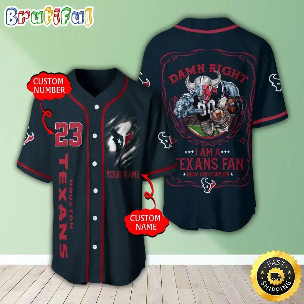 Personalized NFL Houston Texans Baseball Jersey Dynamic Team Shirts Image