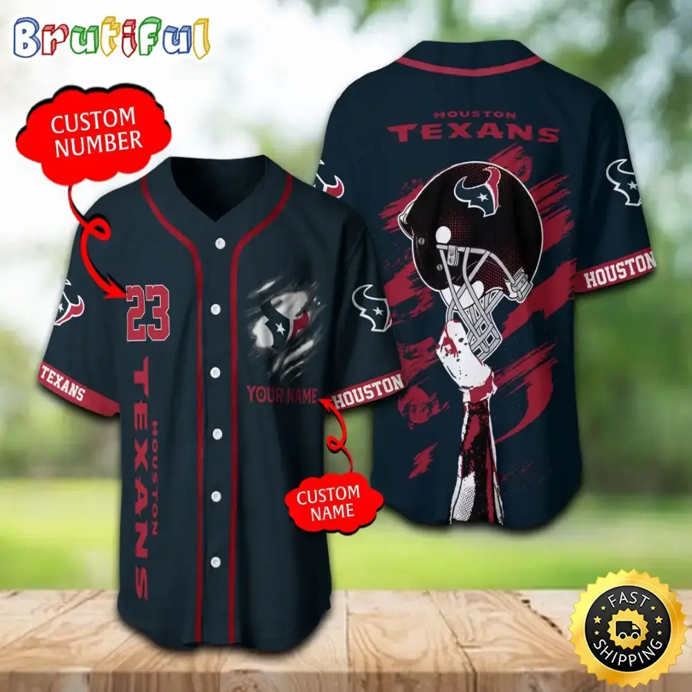 Personalized NFL Houston Texans Baseball Jersey For Fans Image