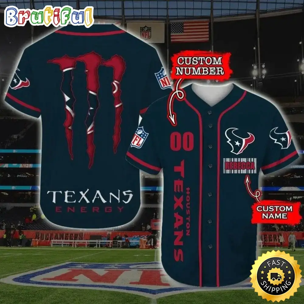 Personalized NFL Houston Texans Baseball Jersey Sportswear Tops Image