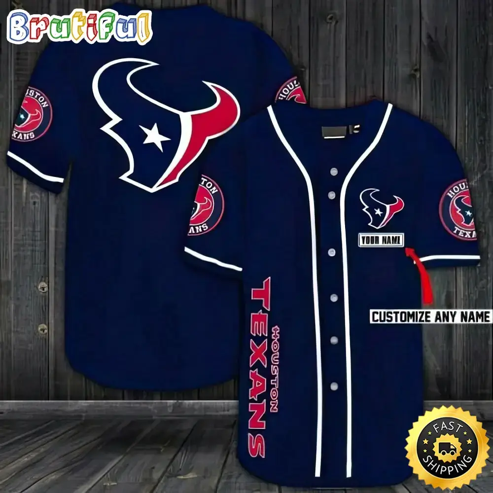 Personalized NFL Houston Texans Baseball Jersey Sporty Team Jerseys Image