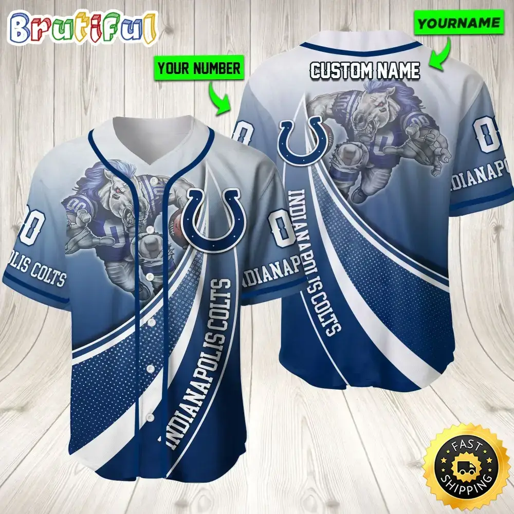 Personalized NFL Indianapolis Colts Baseball Jersey Mascot Art Image