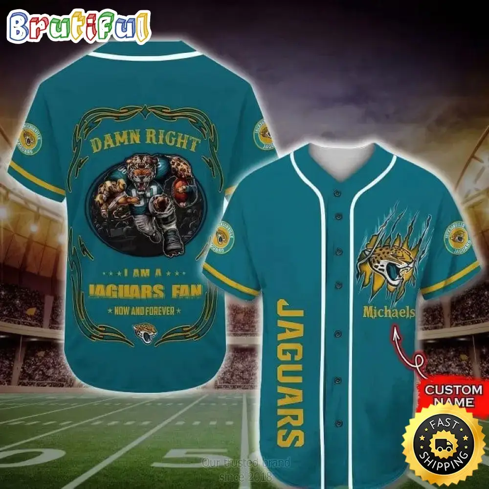 Personalized NFL Jacksonville Jaguars Baseball Jersey Fan Name Image