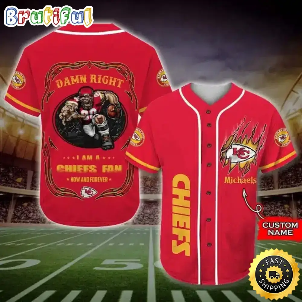 Personalized NFL Kansas City Chiefs Baseball Jersey Fan Name Image