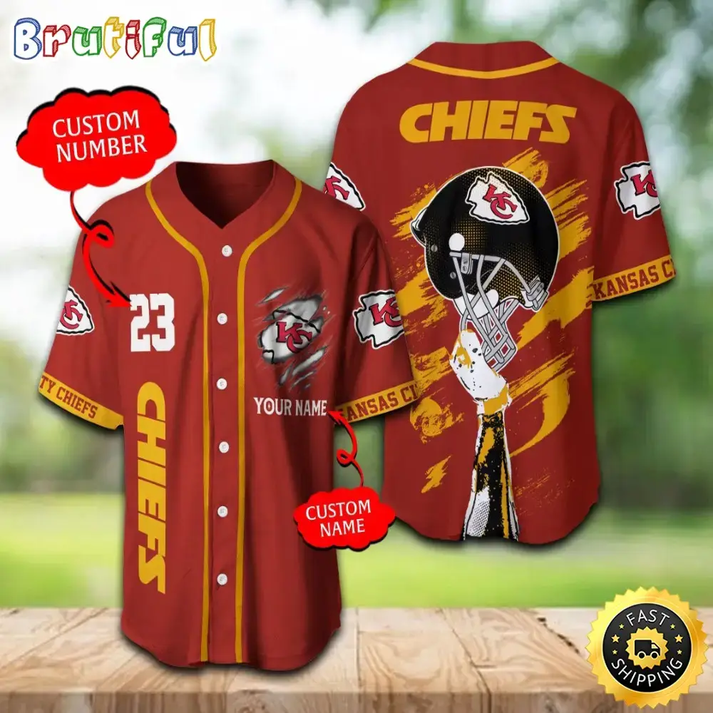 Personalized NFL Kansas City Chiefs Baseball Jersey For Fans Image