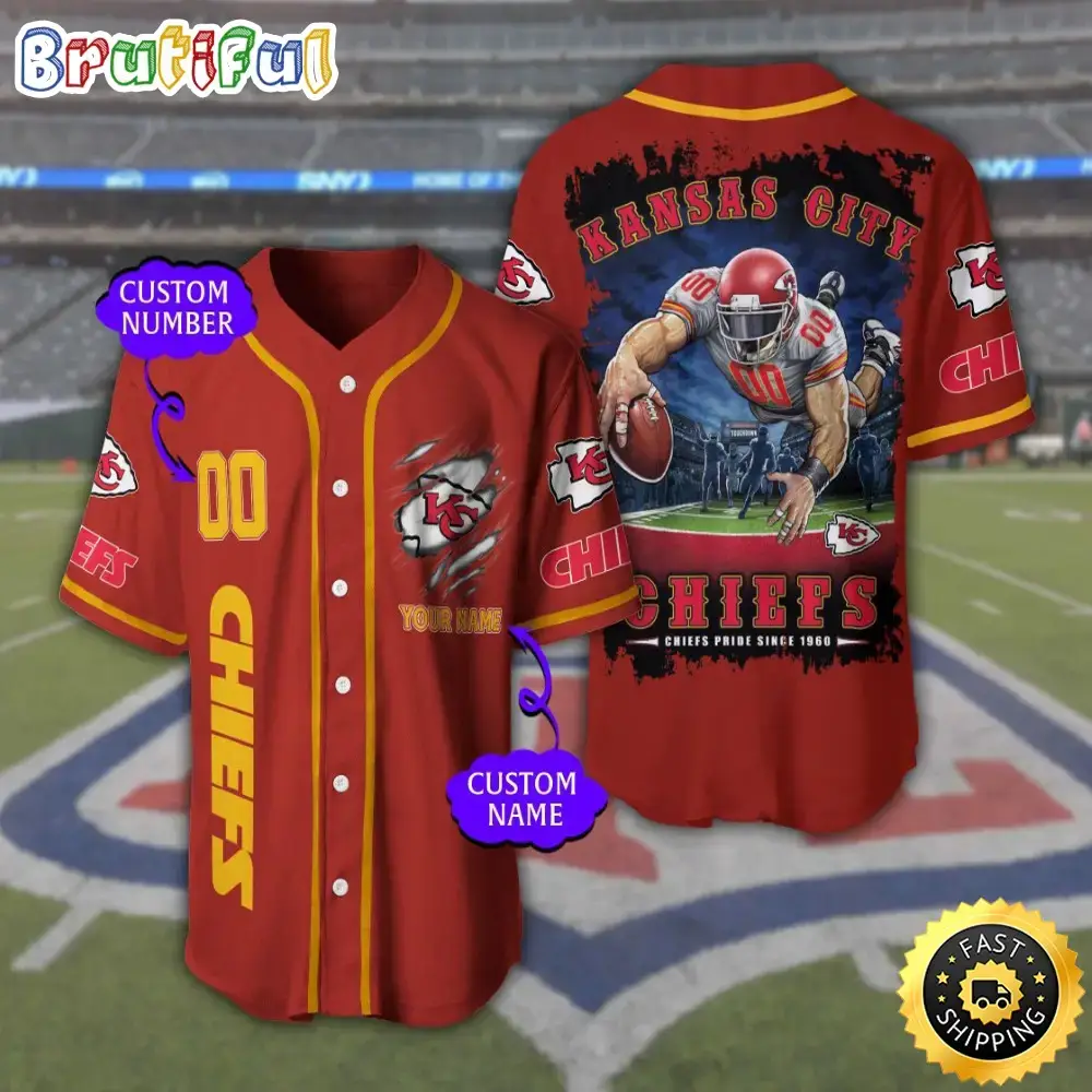 Personalized NFL Kansas City Chiefs Baseball Jersey Stylish Baseball Tops Image