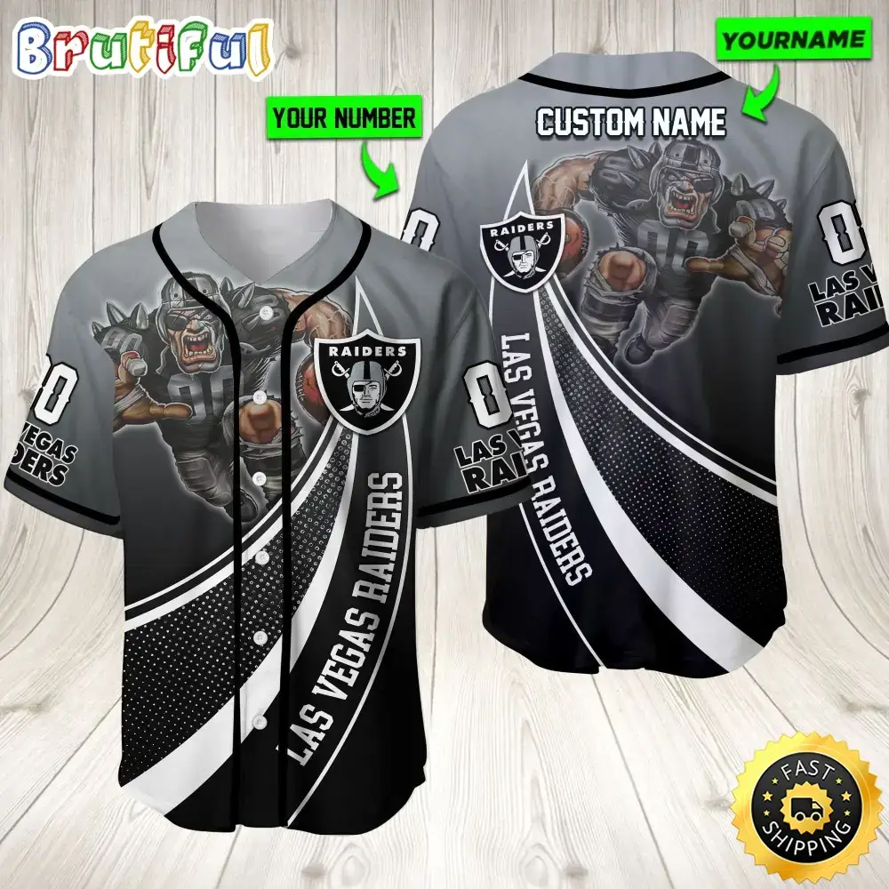 Personalized NFL Las Vegas Raiders Baseball Jersey Mascot Art Image