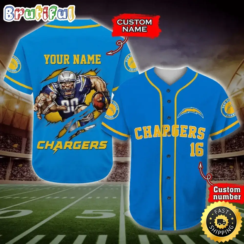 Personalized NFL Los Angeles Chargers Baseball Jersey Dynamic Team Shirts Image
