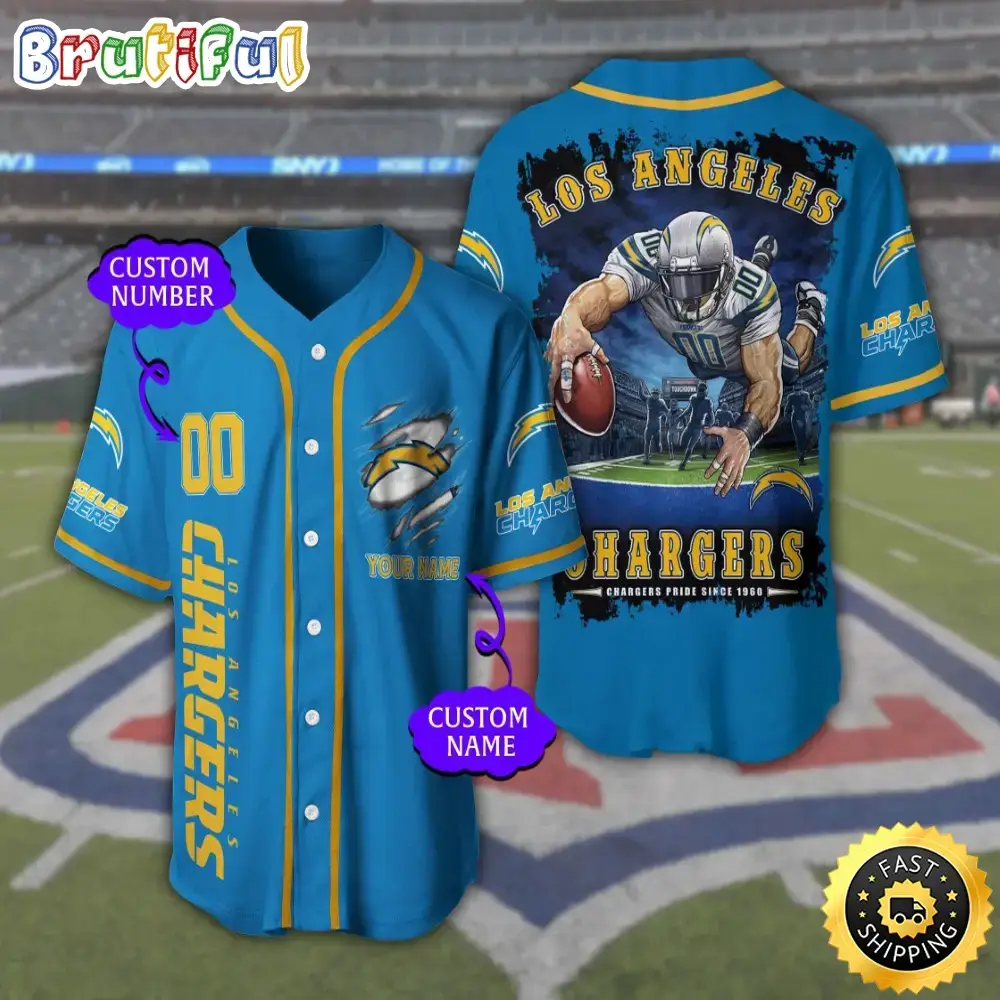 Personalized NFL Los Angeles Chargers Baseball Jersey Tradition in Jerseys Image