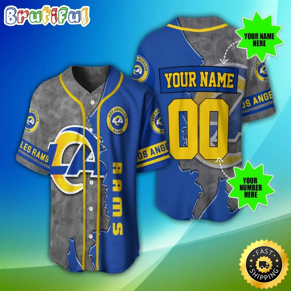 Personalized NFL Los Angeles Rams Baseball Jersey Casual Baseball Gear Image