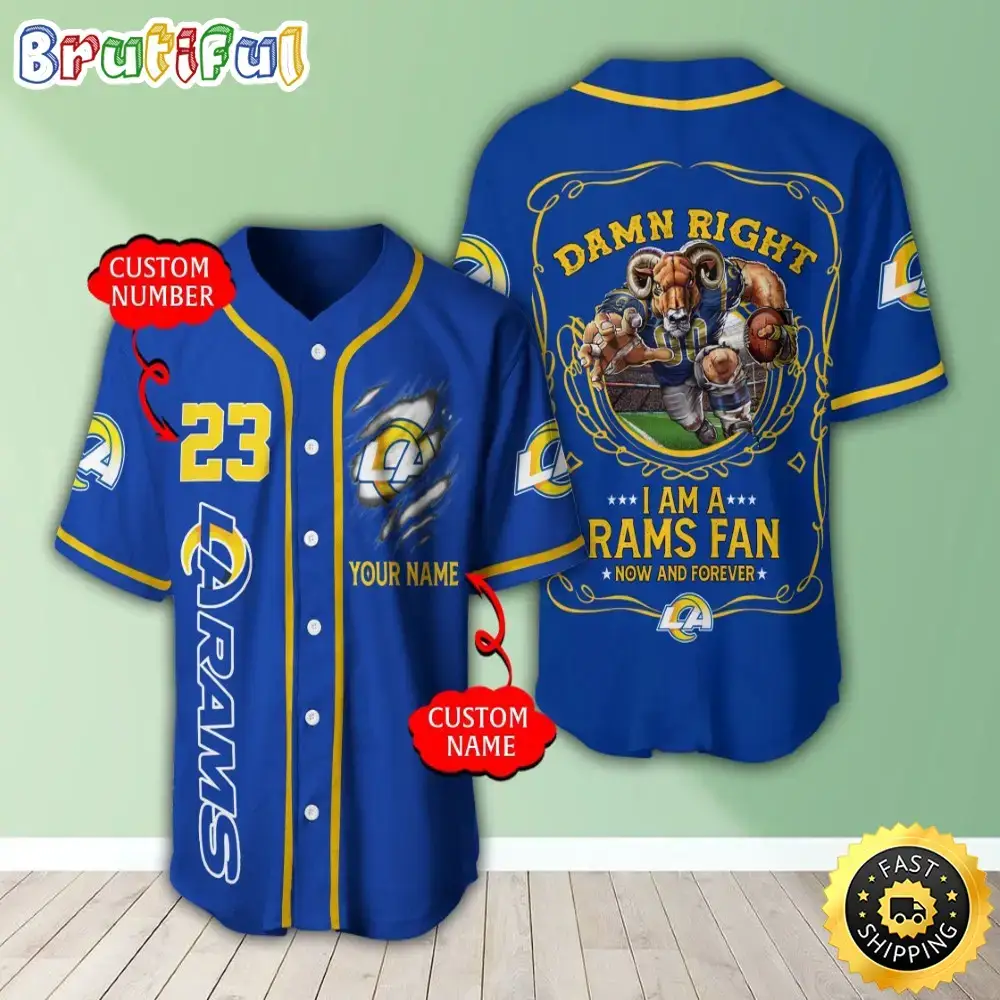 Personalized NFL Los Angeles Rams Baseball Jersey Essential Team Tops Image