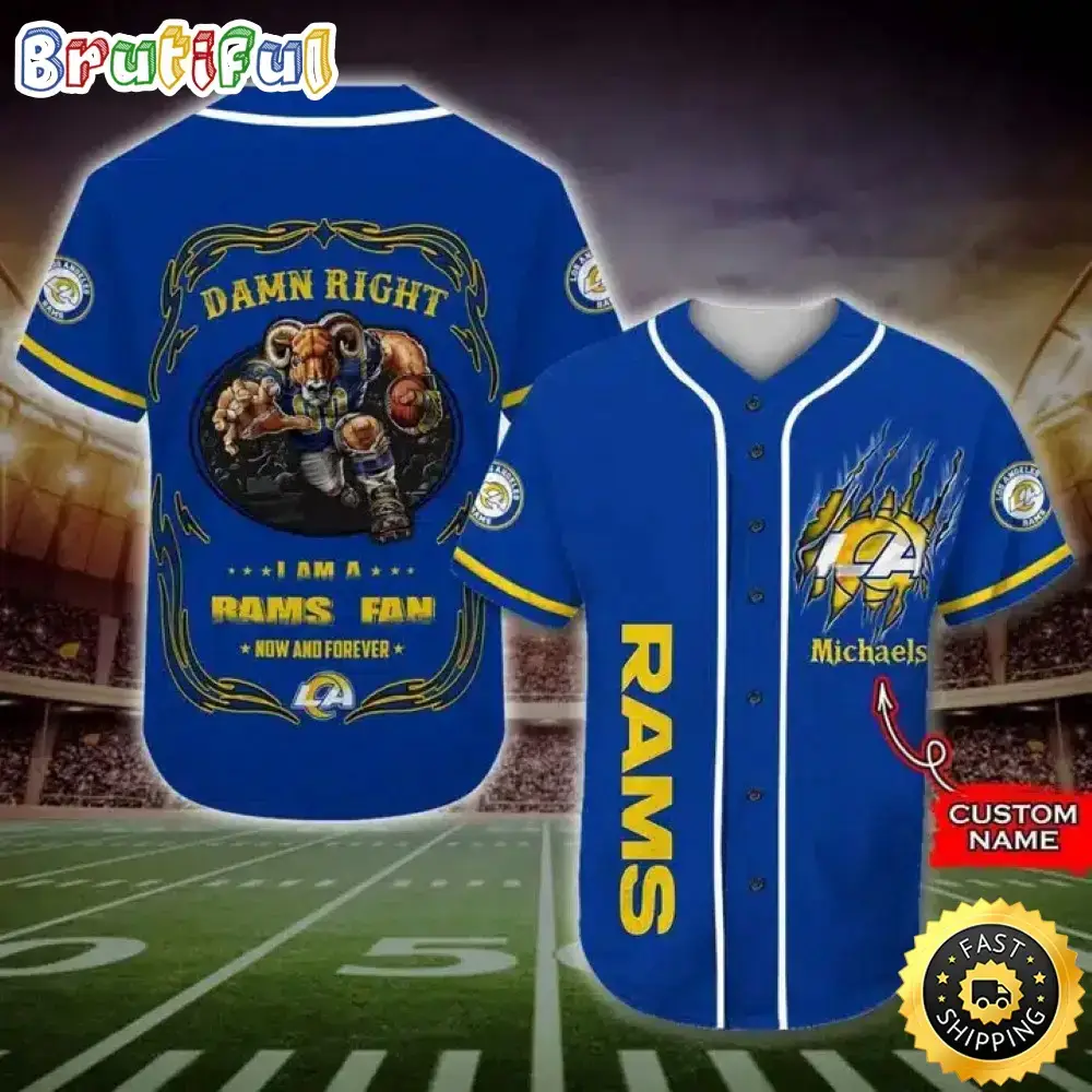 Personalized NFL Los Angeles Rams Baseball Jersey Fan Name Image