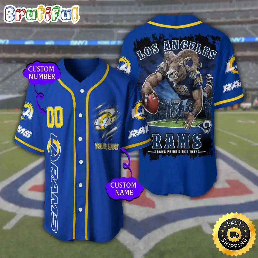 Personalized NFL Los Angeles Rams Baseball Jersey Sportswear Tops Image