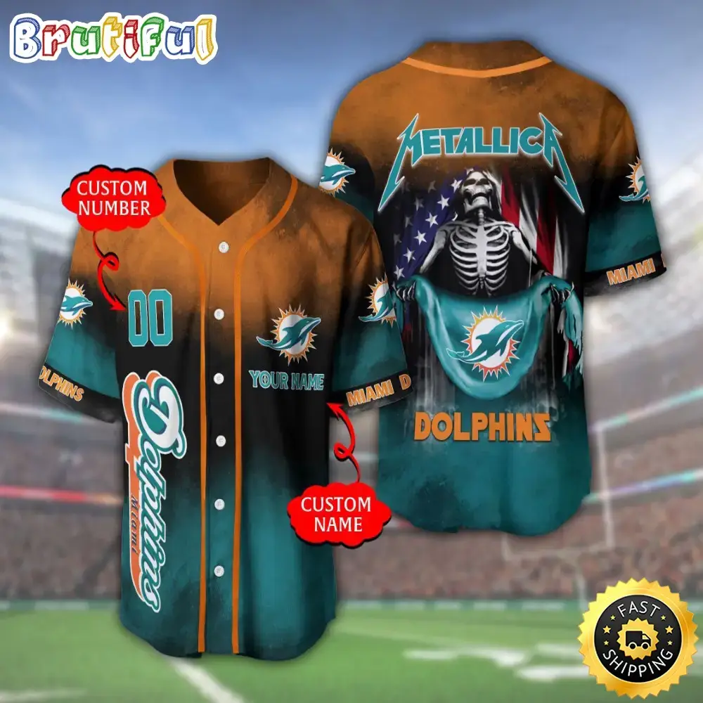 Personalized NFL Miami Dolphins Baseball Jersey Classic Baseball Jerseys Image