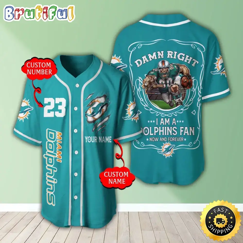 Personalized NFL Miami Dolphins Baseball Jersey Dynamic Team Shirts Image