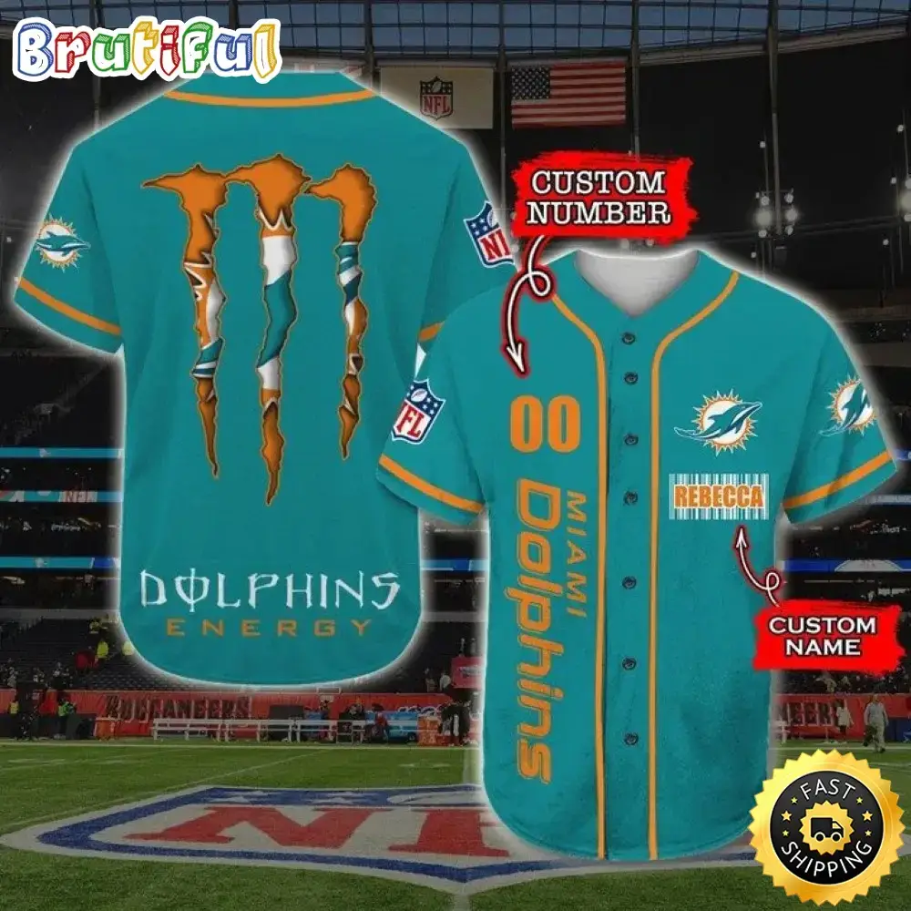 Personalized NFL Miami Dolphins Baseball Jersey Sportswear Tops Image
