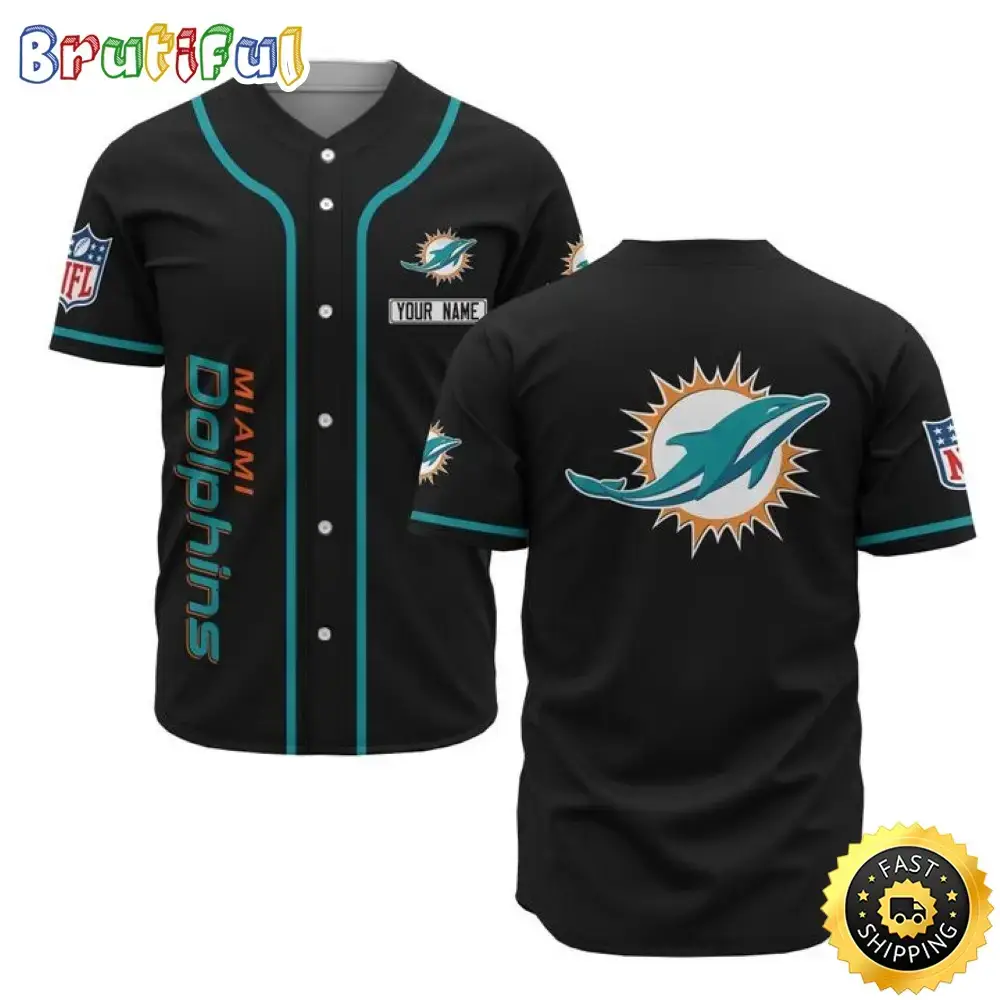 Personalized NFL Miami Dolphins Baseball Jersey Sporty Team Jerseys Image