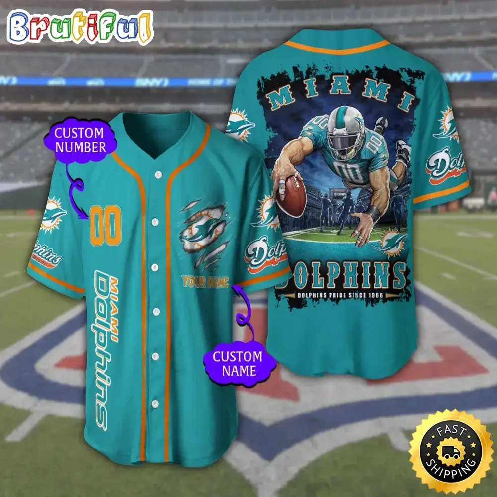 Personalized NFL Miami Dolphins Baseball Jersey Tradition in Jerseys Image