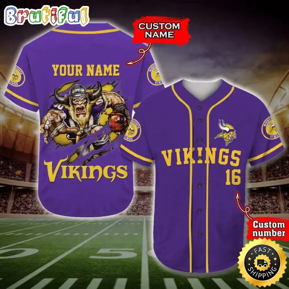 Personalized NFL Minnesota Vikings Baseball Jersey Casual Baseball Gear Image