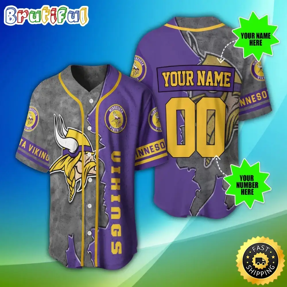Personalized NFL Minnesota Vikings Baseball Jersey Fan Favorite Jerseys Image