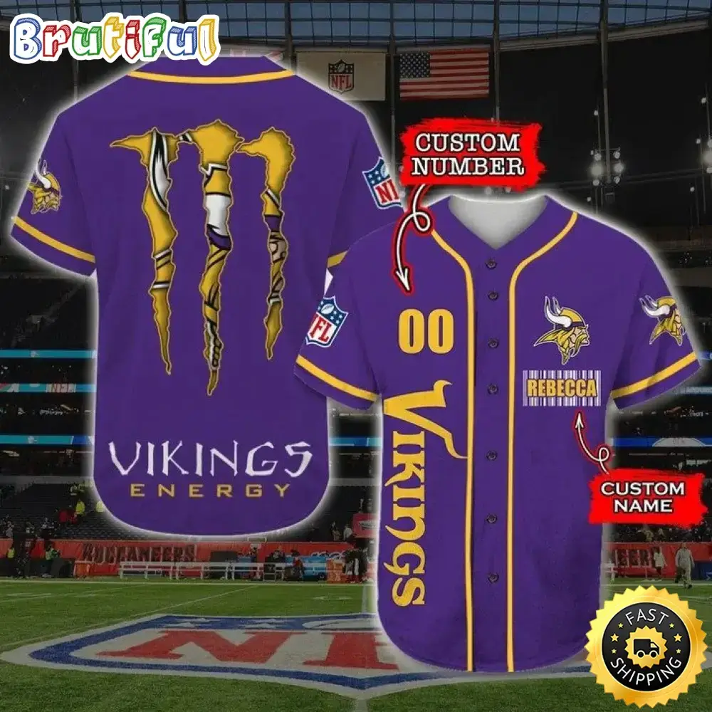 Personalized NFL Minnesota Vikings Baseball Jersey Sportswear Tops Image