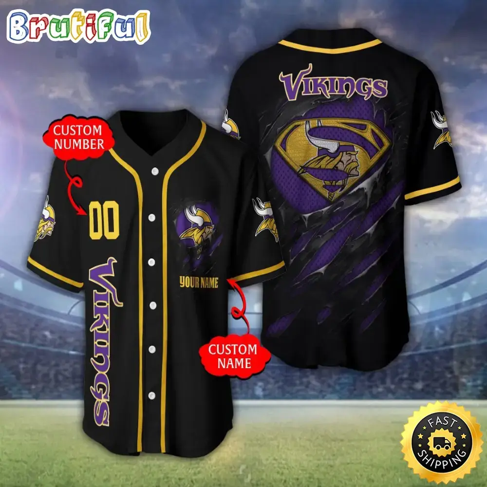 Personalized NFL Minnesota Vikings Baseball Jersey Stylish Baseball Tops Image
