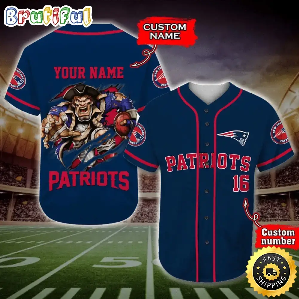 Personalized NFL New England Patriots Baseball Jersey Dynamic Team Shirts Image