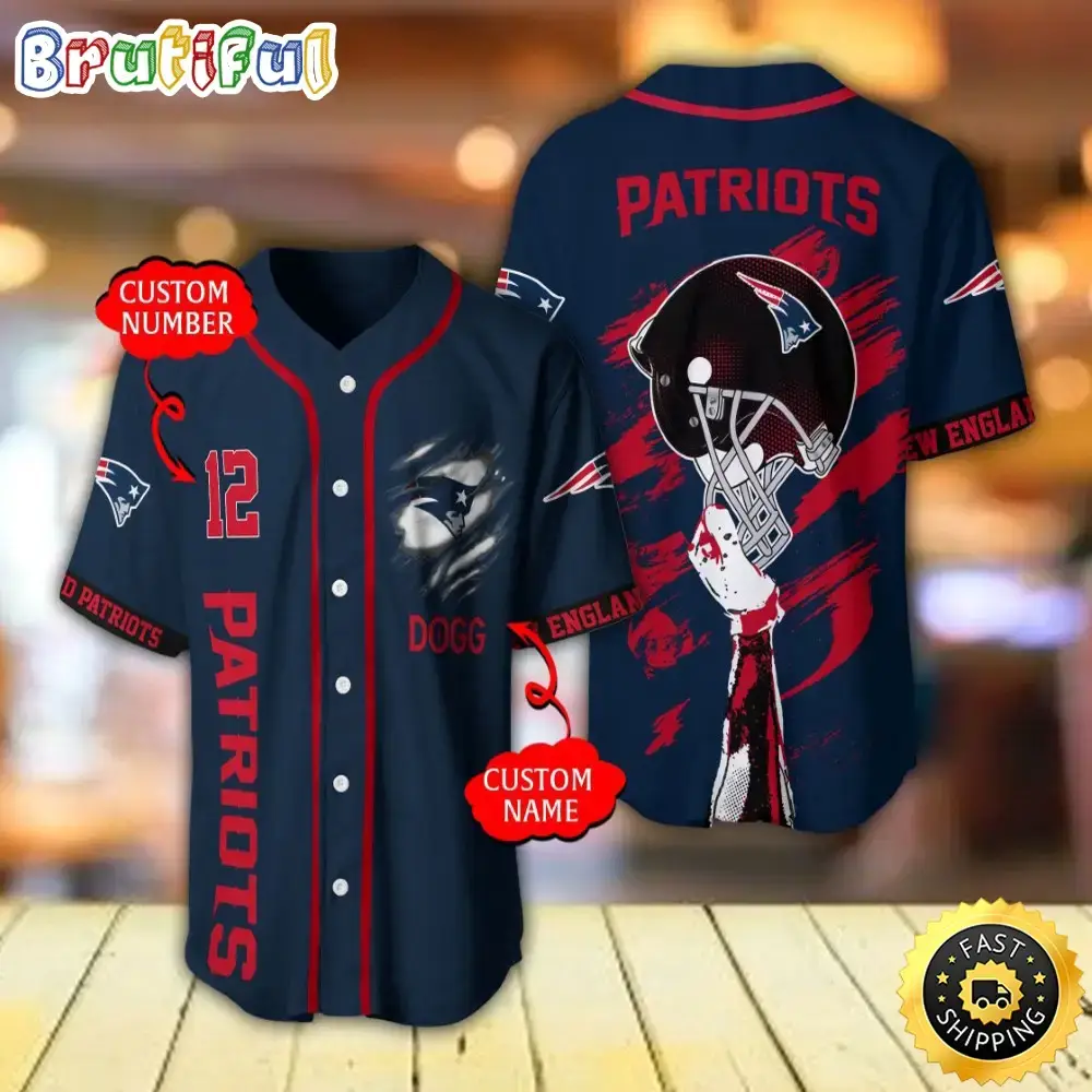 Personalized NFL New England Patriots Baseball Jersey For Fans Image