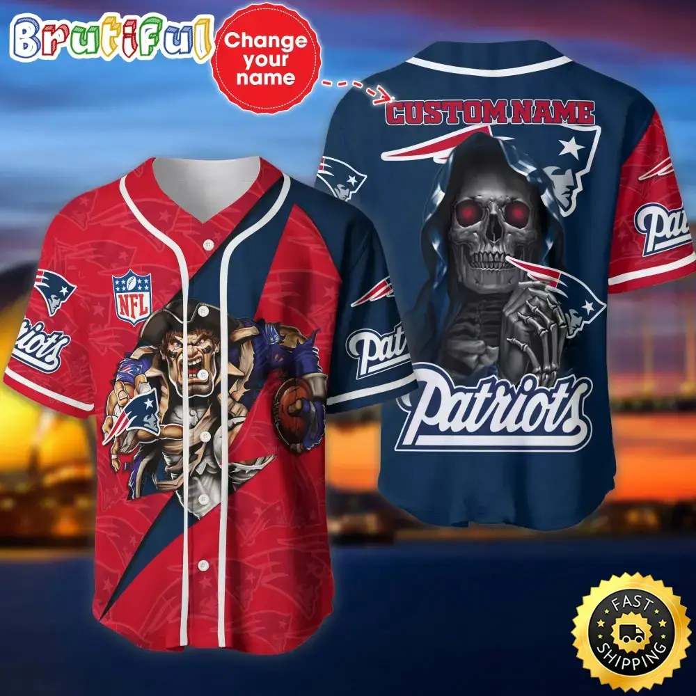 Personalized NFL New England Patriots Baseball Jersey Shirt Image