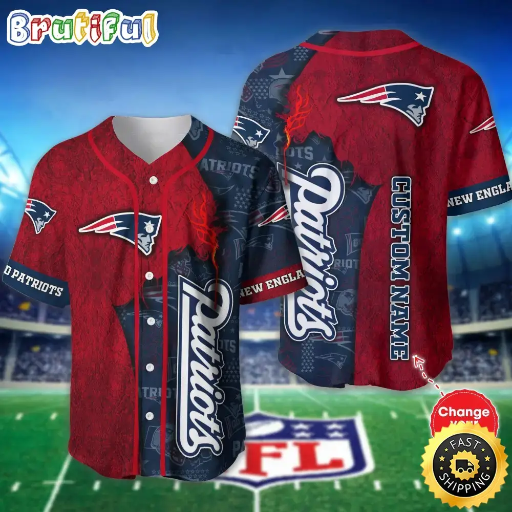 Personalized NFL New England Patriots Baseball Jersey Sportswear Tops Image