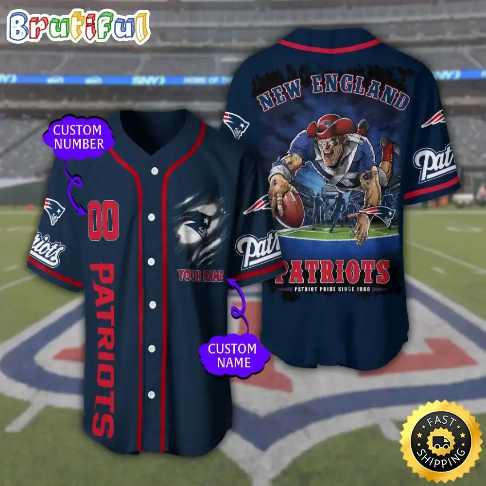 Personalized NFL New England Patriots Baseball Jersey Stylish Baseball Tops Image