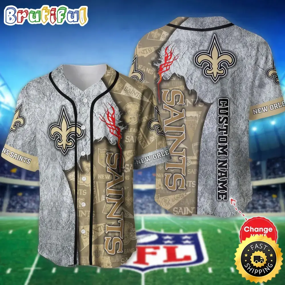 Personalized NFL New Orleans Saints Baseball Jersey Authentic Baseball Attire Image