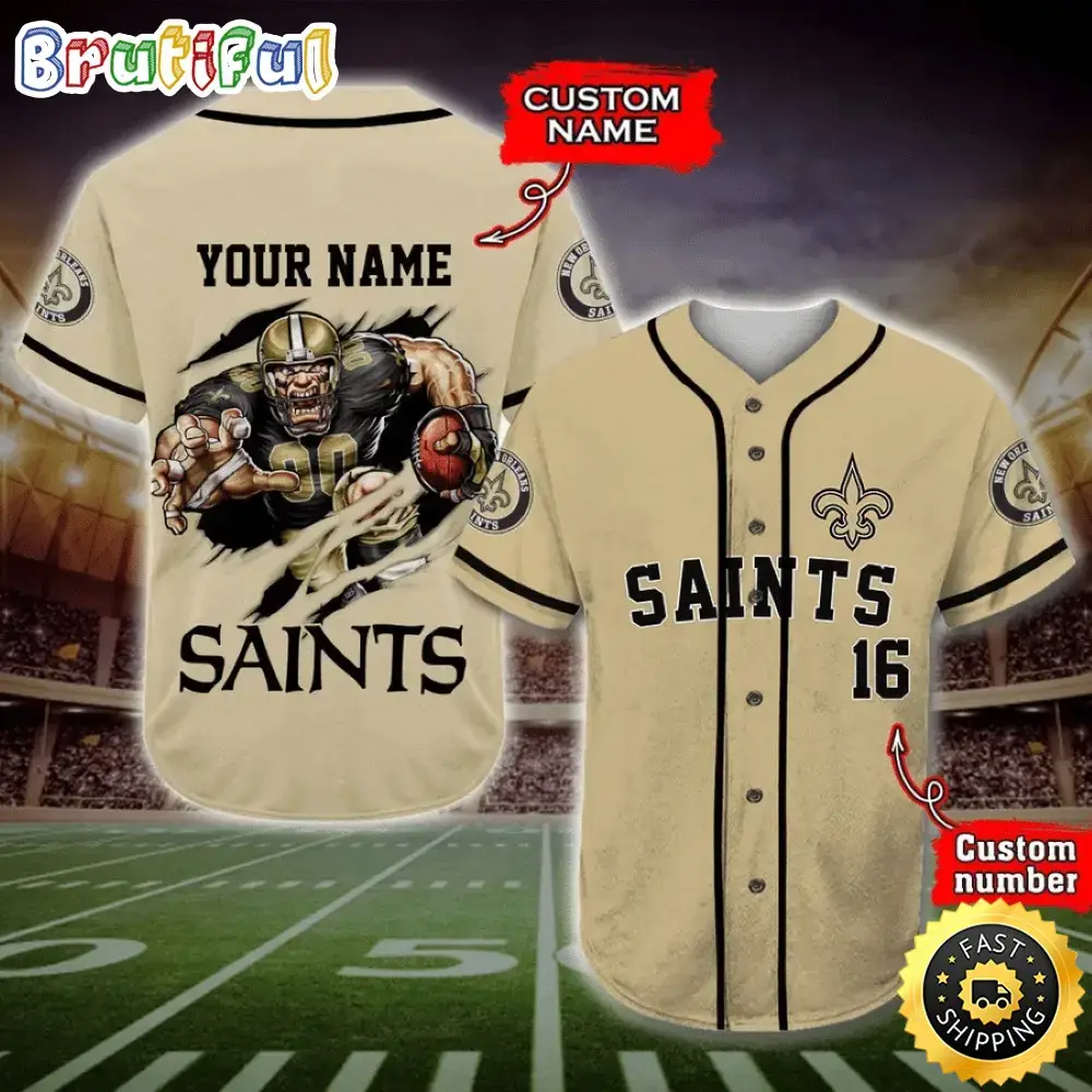 Personalized NFL New Orleans Saints Baseball Jersey Casual Baseball Gear Image